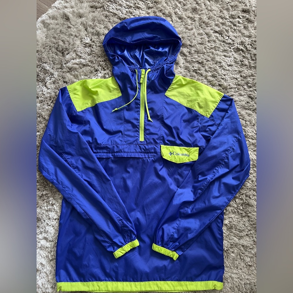 Columbia Blue and Green Windbreaker Jacket